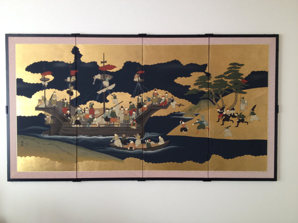 An example of hanging this Japanese screen on the wall