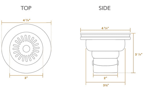 3 1/2 Basket Strainer for Deep Fireclay Application