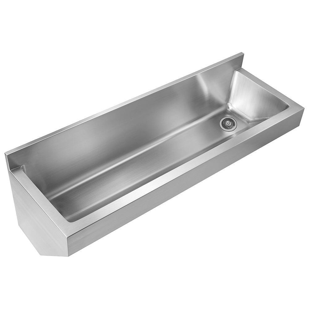 51 Noah's Collection brushed stainless steel commercial double bowl  reversible undermount sink with an integral drain board