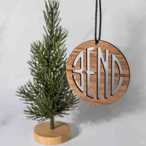 Bend Ornament in Walnut Wood by LeeMo Designs in Bend, Oregon