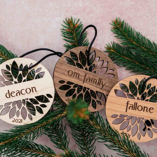 Custom Wood Ornaments: Triangle Design by LeeMo Designs