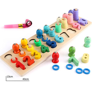 children wooden montessori materials learning to count numbers matching digital shape match early education teaching math toys