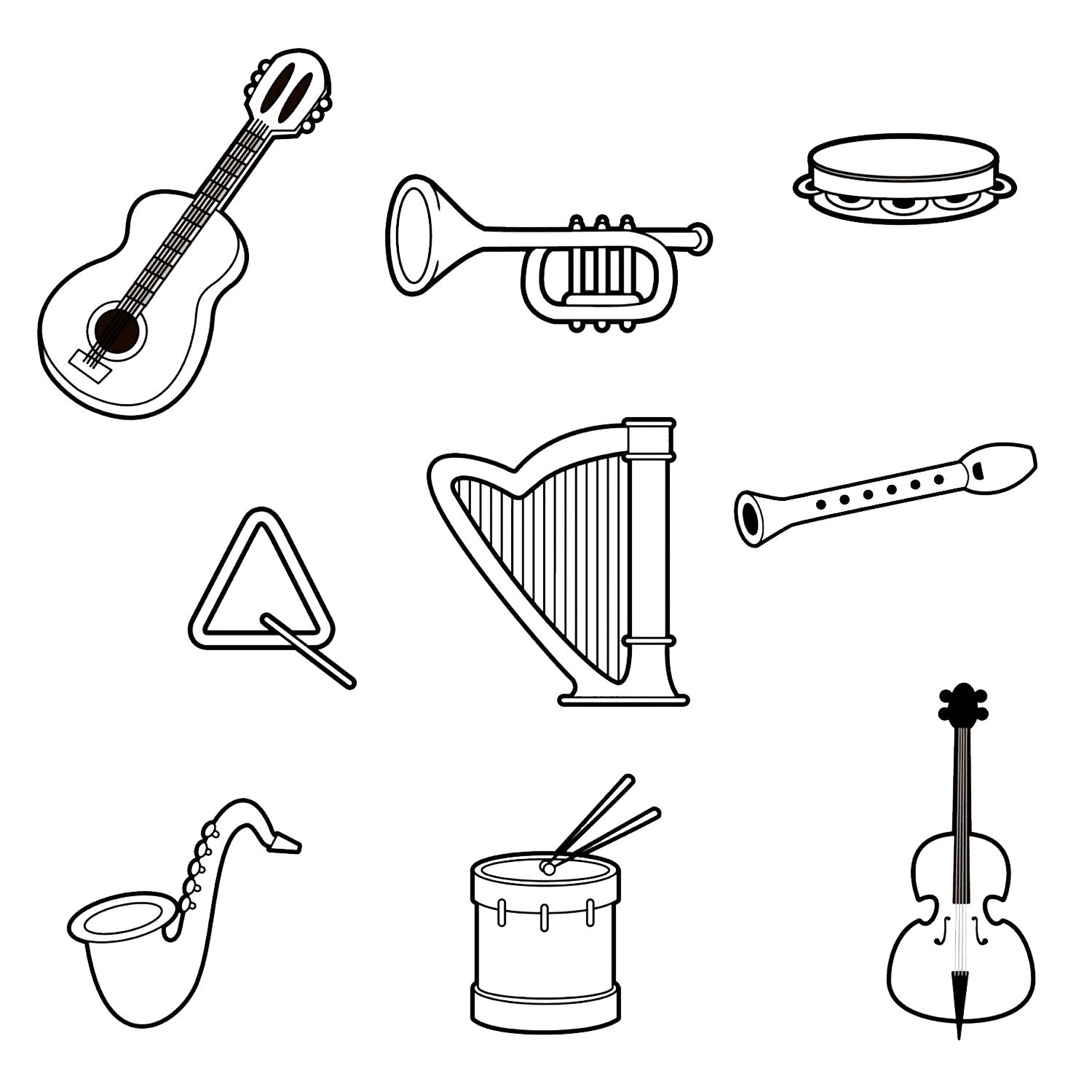 Venta ambulante Estúpido Afirmar ▷ Instrumentos Musicales para Colorear | Musicales Doris