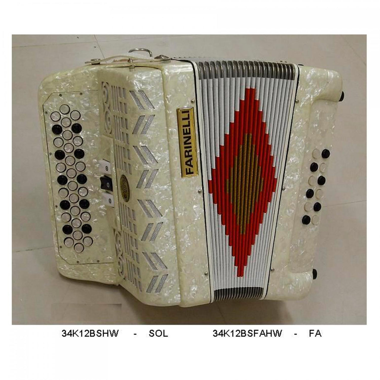 Acordeon Farinelli 34k12bsfahw Blanco 12 Bajos 34 Botones – Musicales Doris