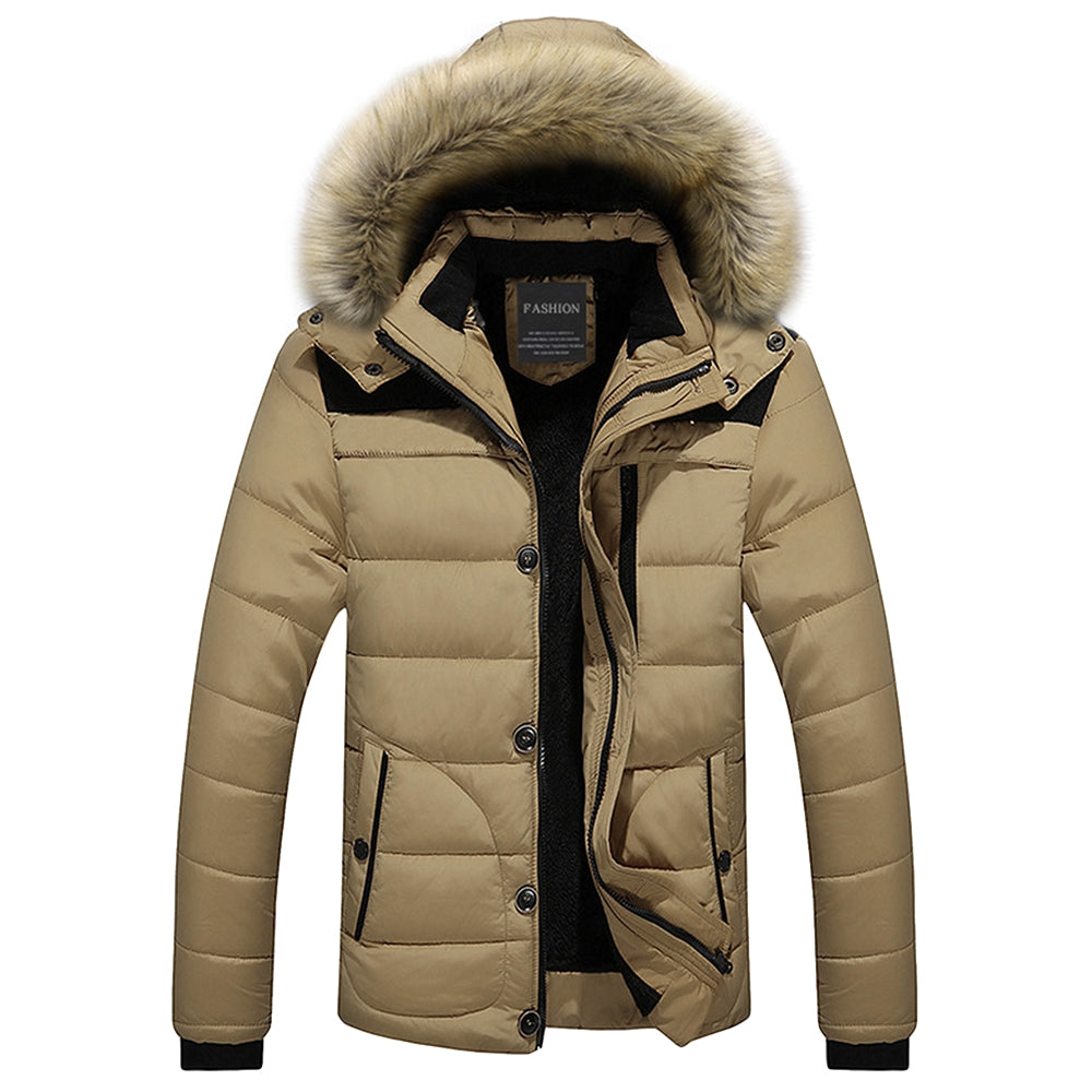fur trim hooded puffer coat