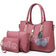 Fashionable Rose 3 Piece Set Leather Handbags