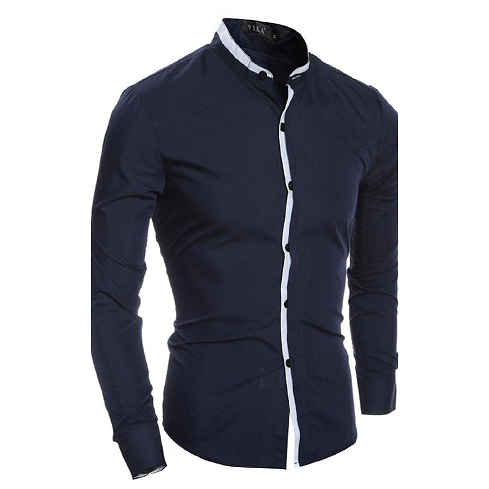 Formal Standing Collar Solid mens_top 29.99 Free Shipping