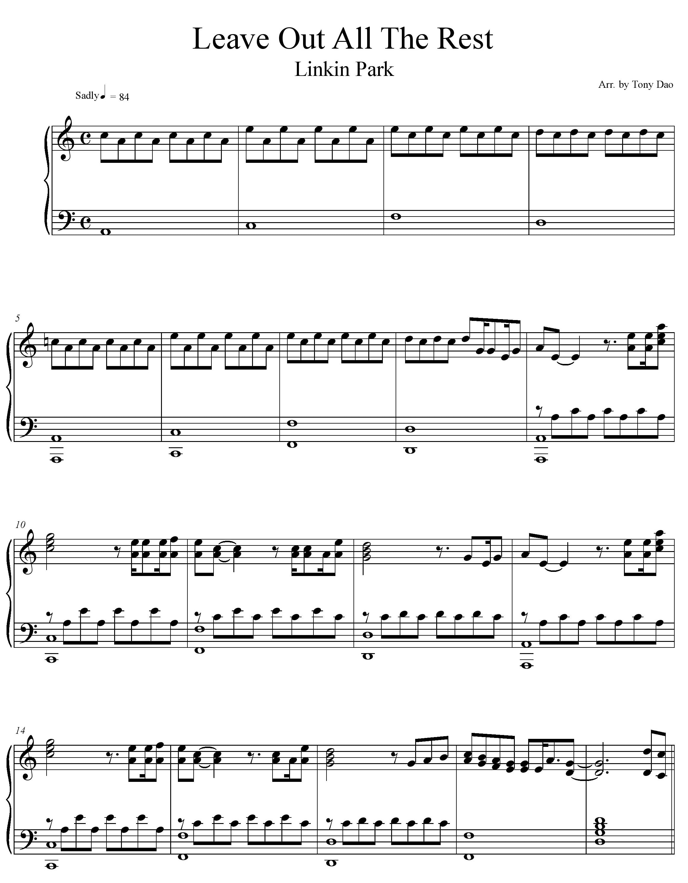 leave out all the rest chords linkin park