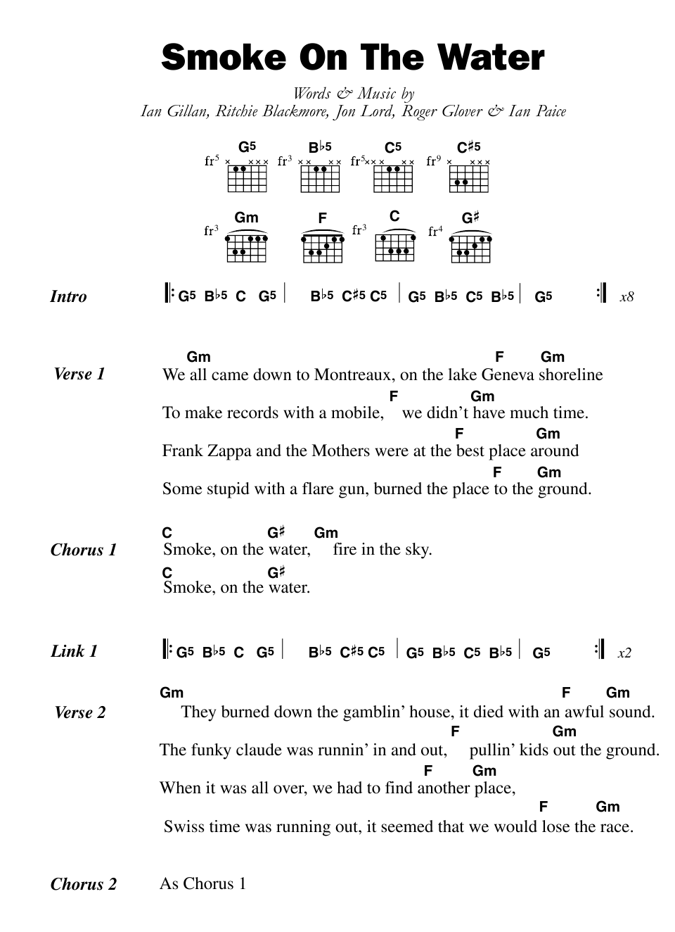 deep purple smoke on the water lesson