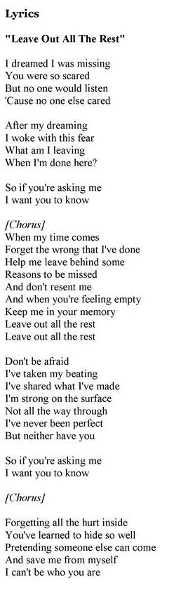 leave out all the rest linkin park letra