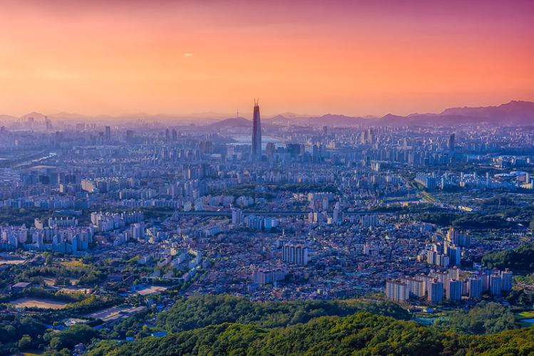 Seoul Sunset Drone Shot