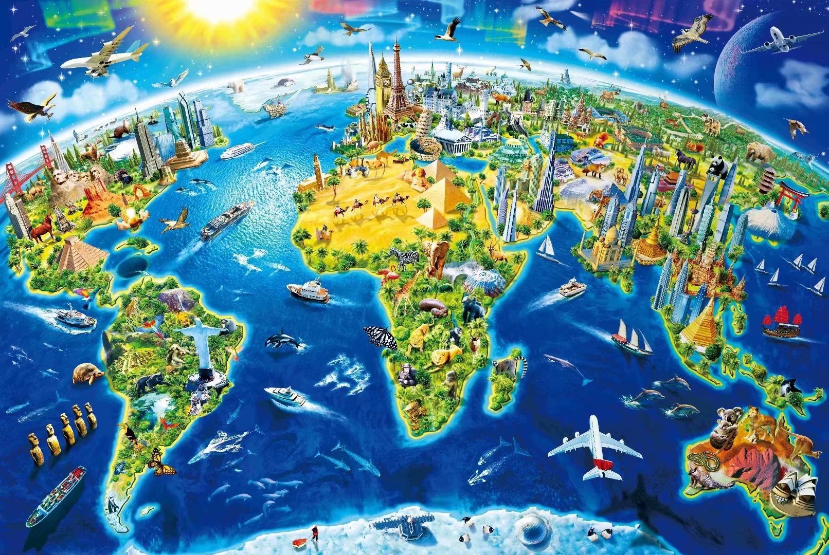 Unique World Map 3D View 1000 Pieces Jigsaw Puzzles Artwork Gift Toys   JP0043 1024x1024@2x 