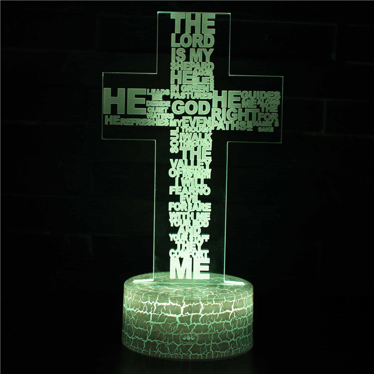 Religious Lord Quotes Cross 3D Night Light