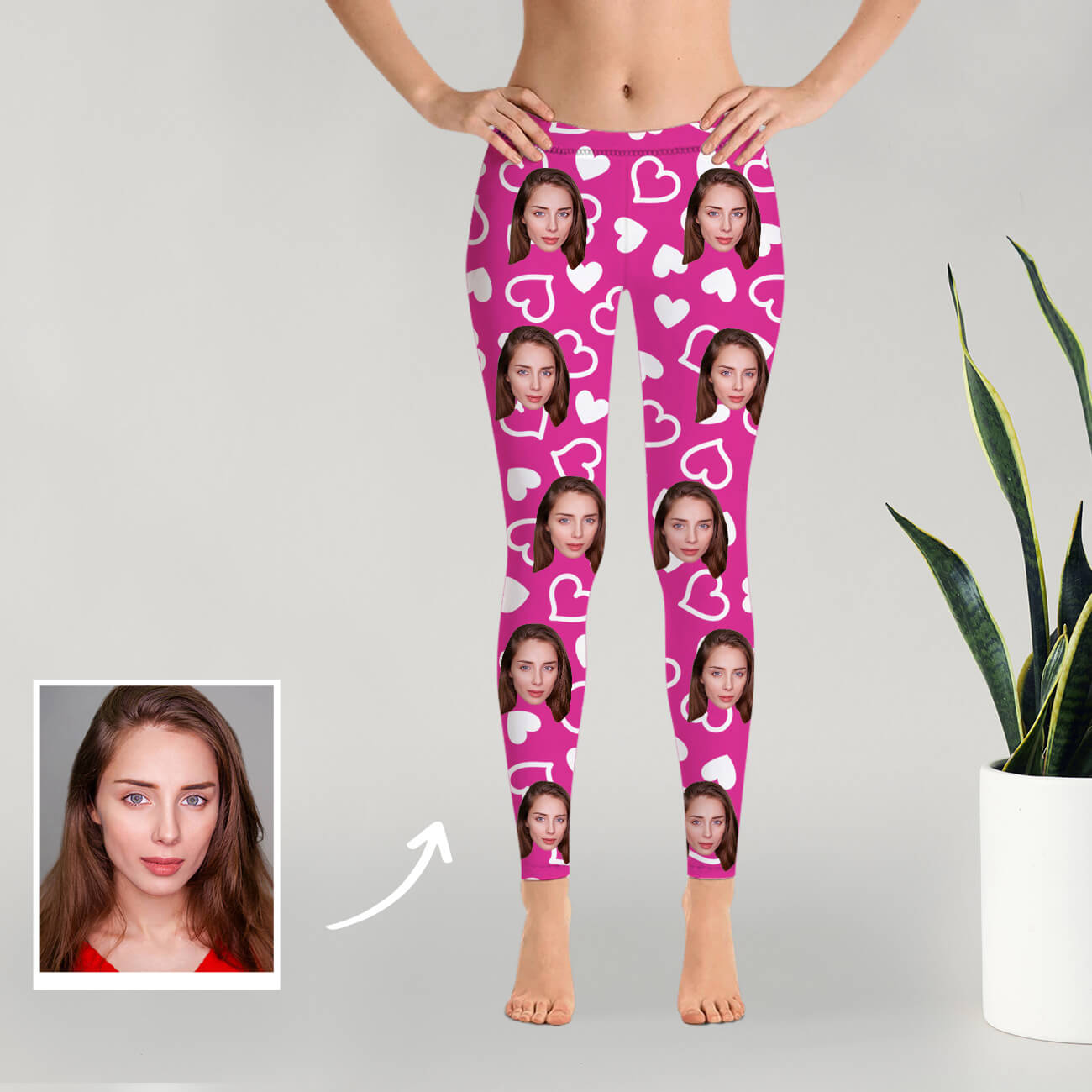 Face Leggings, Custom Photo Leggings, Funny Selfie Leggings, Faces