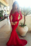 Long Trumpet/Mermaid Off-the-Shoulder Satin Red Prom Dresses 2019 WK610
