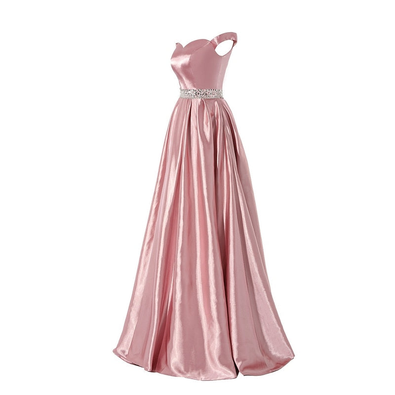 Buy Pearl Pink A-line Off the Shoulder Sweetheart with Pockets Long ...