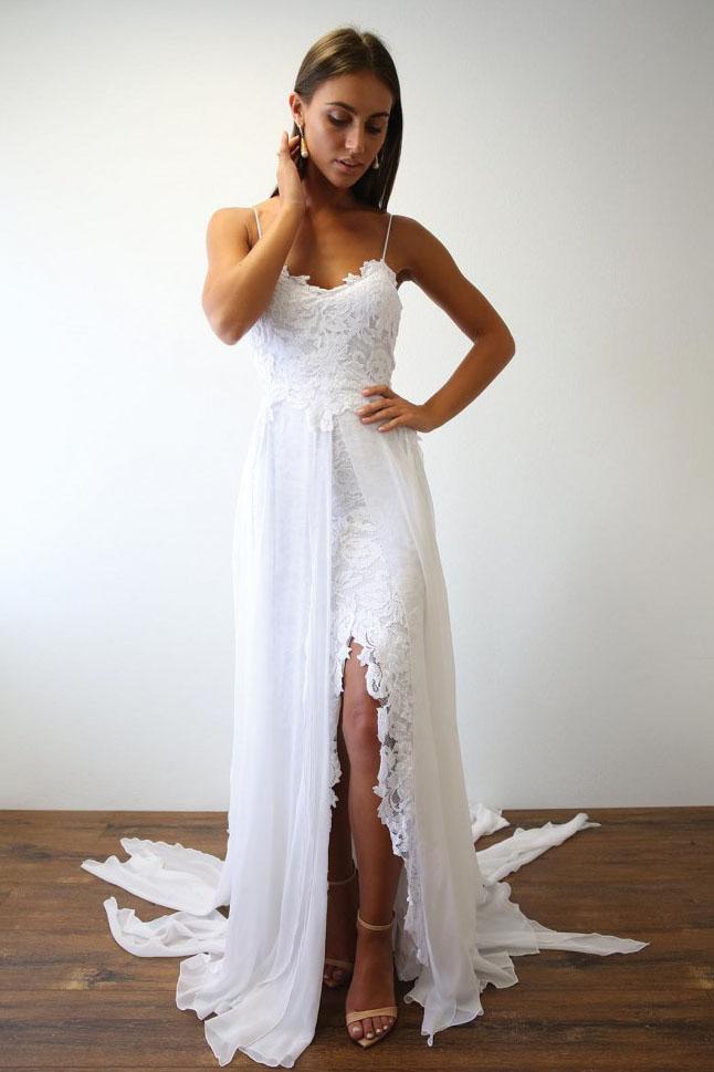 white lace chiffon dress