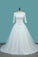 Mid-Length Sleeves Scoop A Line Wedding Dresses Tulle Chapel Train