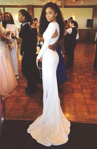 tight long sleeve prom dress