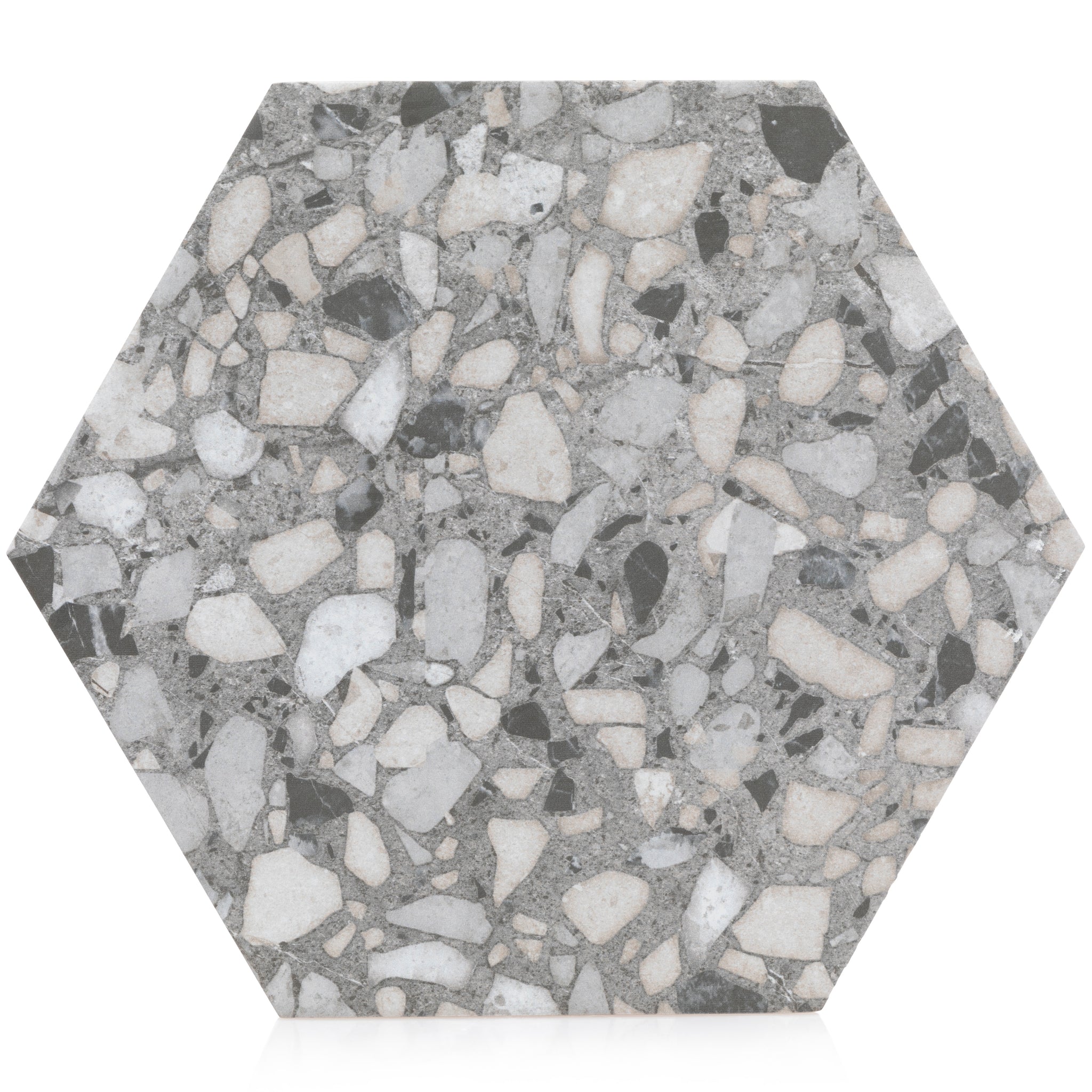 9x10 Hexagon Gray Terrazzo Porcelain Tile Industry Tile 5759