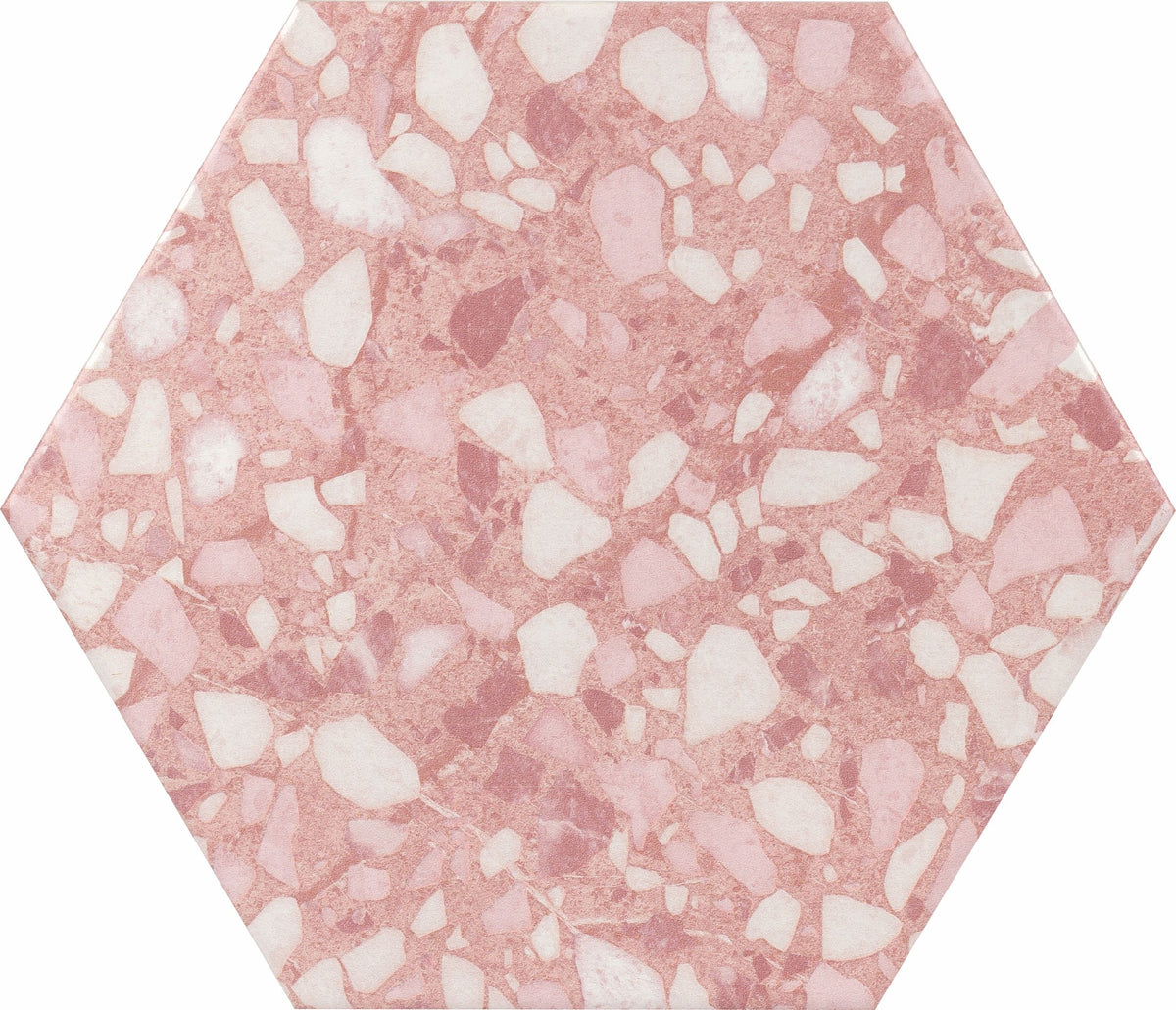 9x10 Hexagon Pink Terrazzo Porcelain Tile Industry Tile 0378