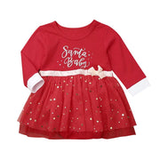 Print Baby Girls Dresses Christmas Comfort Soft Long Sleeve Gilding Yarn Lovely Autumn Romper Personality Printing Dress