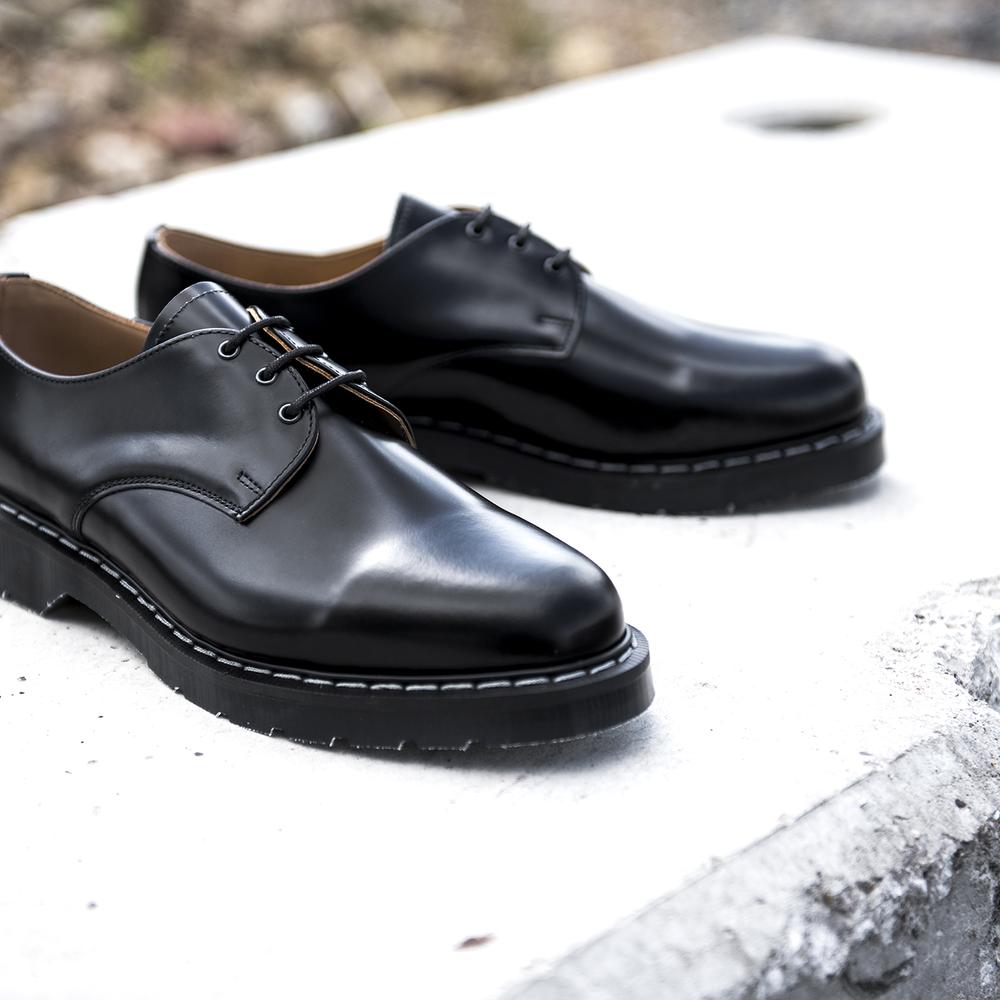 SOLOVAIR - BLACK SMOOTH LEATHER SHOE (L3995) (3 EYELET)