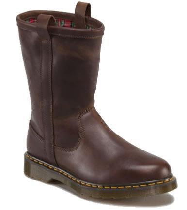DR MARTENS - IDRIS DARK BROWN BURNISHED LEATHER WYOMING BOOT