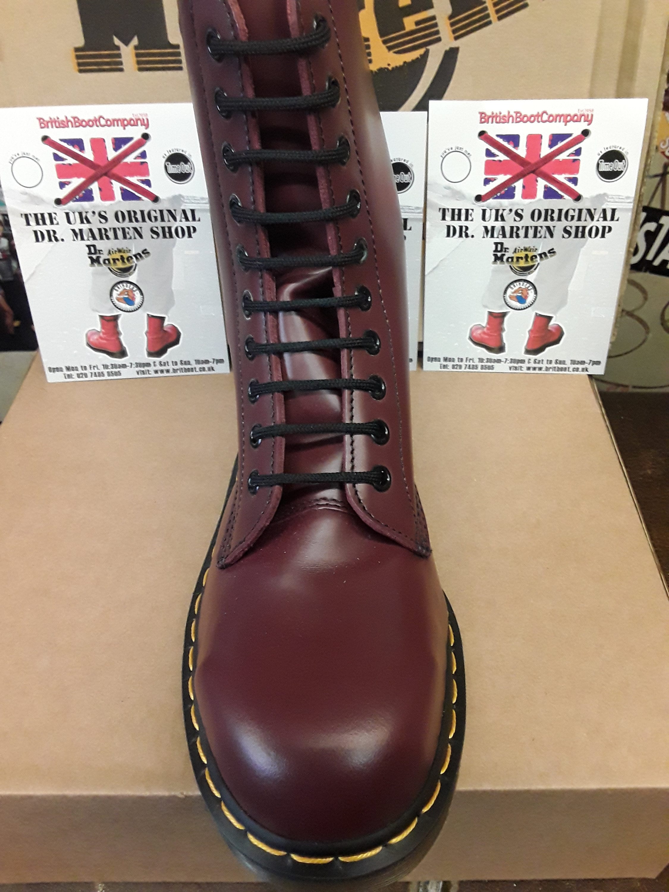 Dr Martens Cherry Red 10 hole 1919z sterl toe capped Boot. Size 6 UK