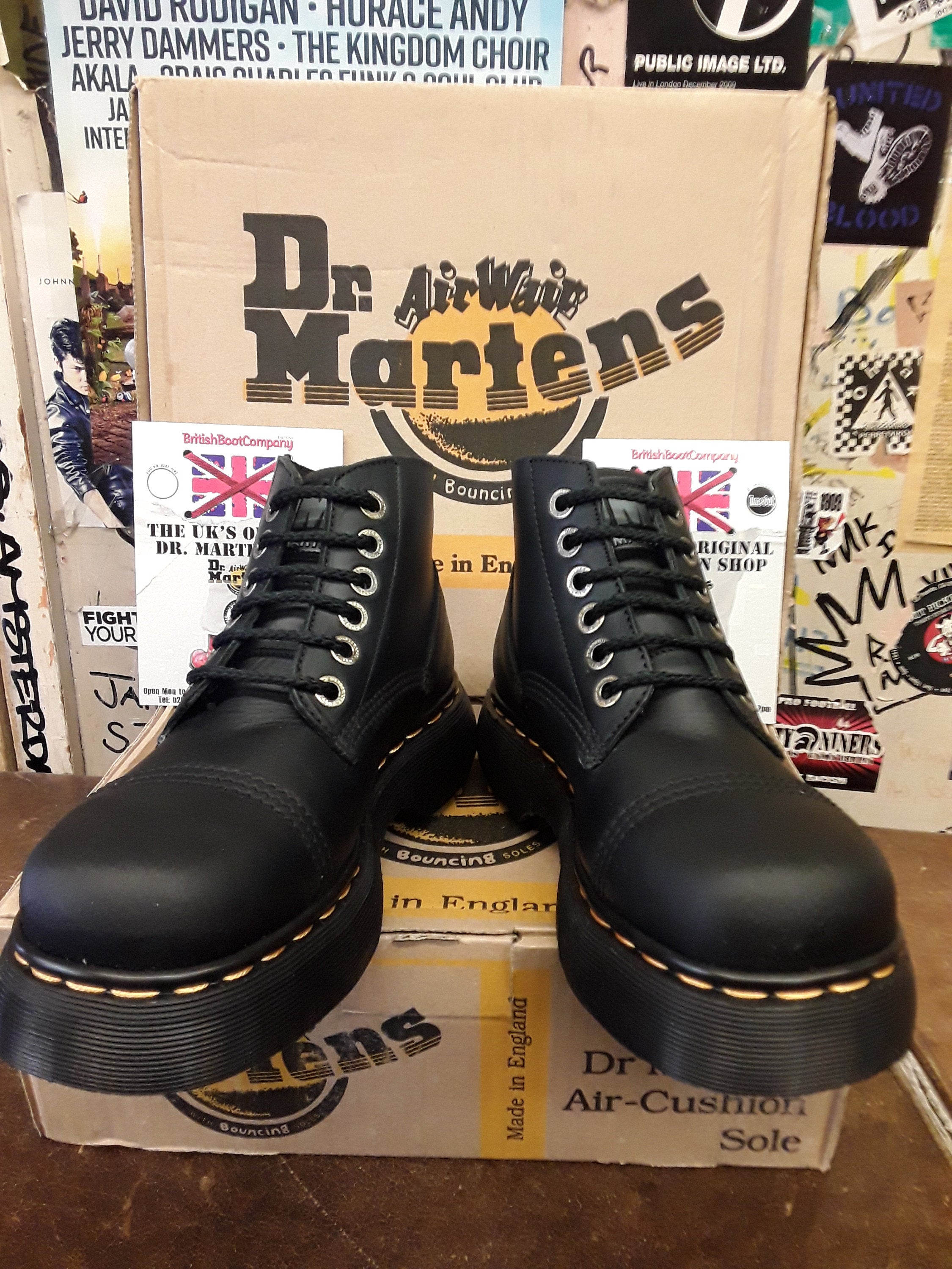 Dr Martens Vintage Black Waxy 6 hole Platform Boots, Size 4 limited ...