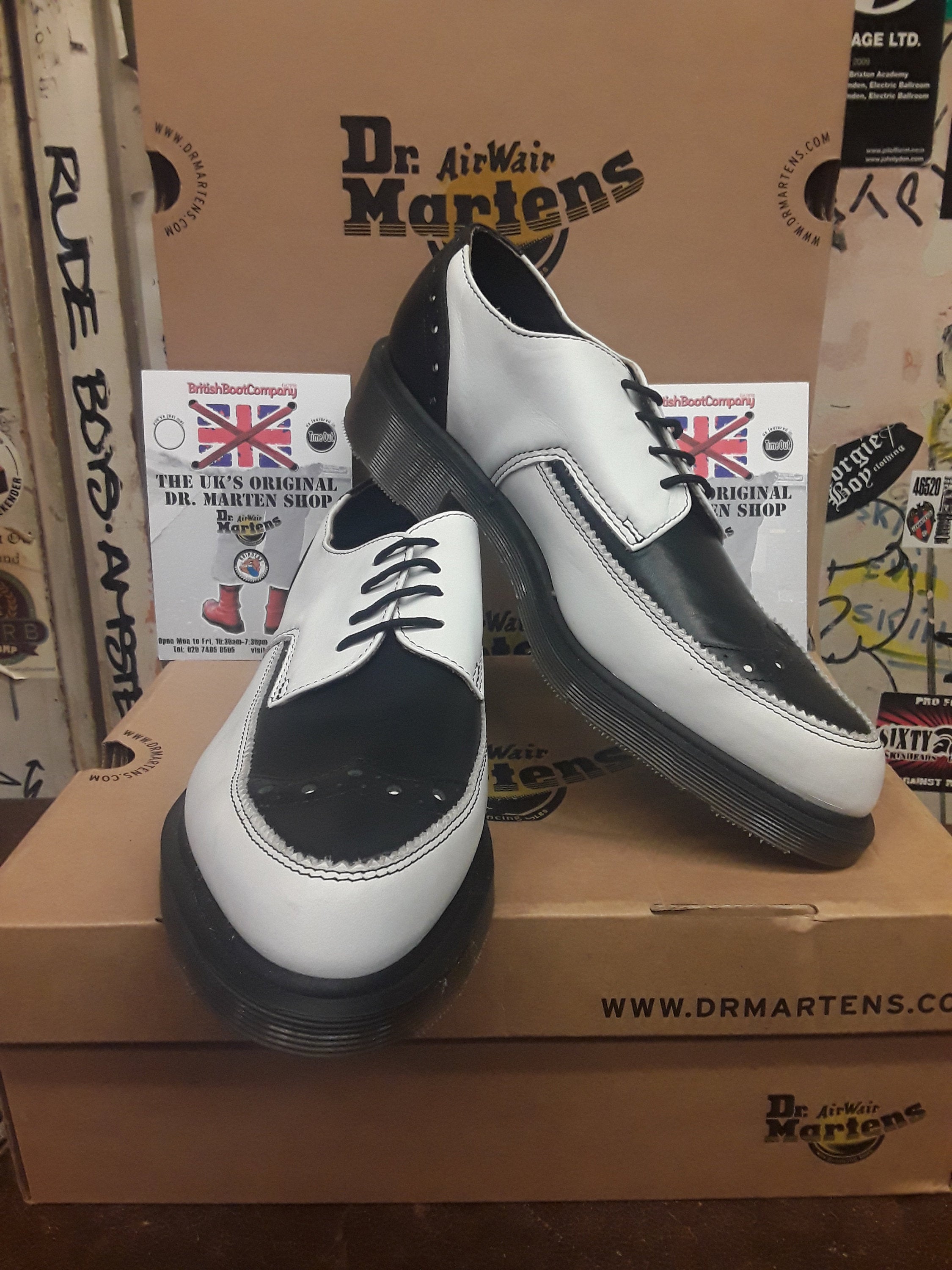 Dr Martens Made in England Winkle Pickers Two Tone Black and White Size 8