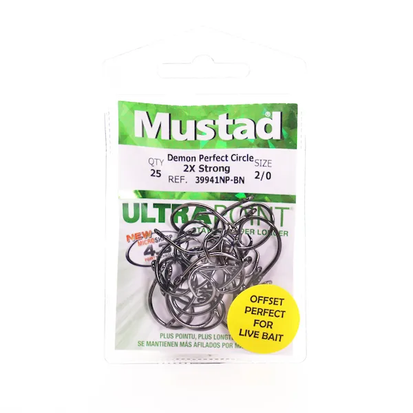 Mustad 39954NPBN-80 Ultra Point Demon Perfect Circle Hooks Size 8/0 Pack of  6