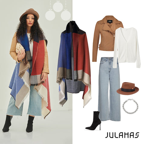 Holiday looks for 2020. Outfit inspiration with our Cape Missouri and jeans 