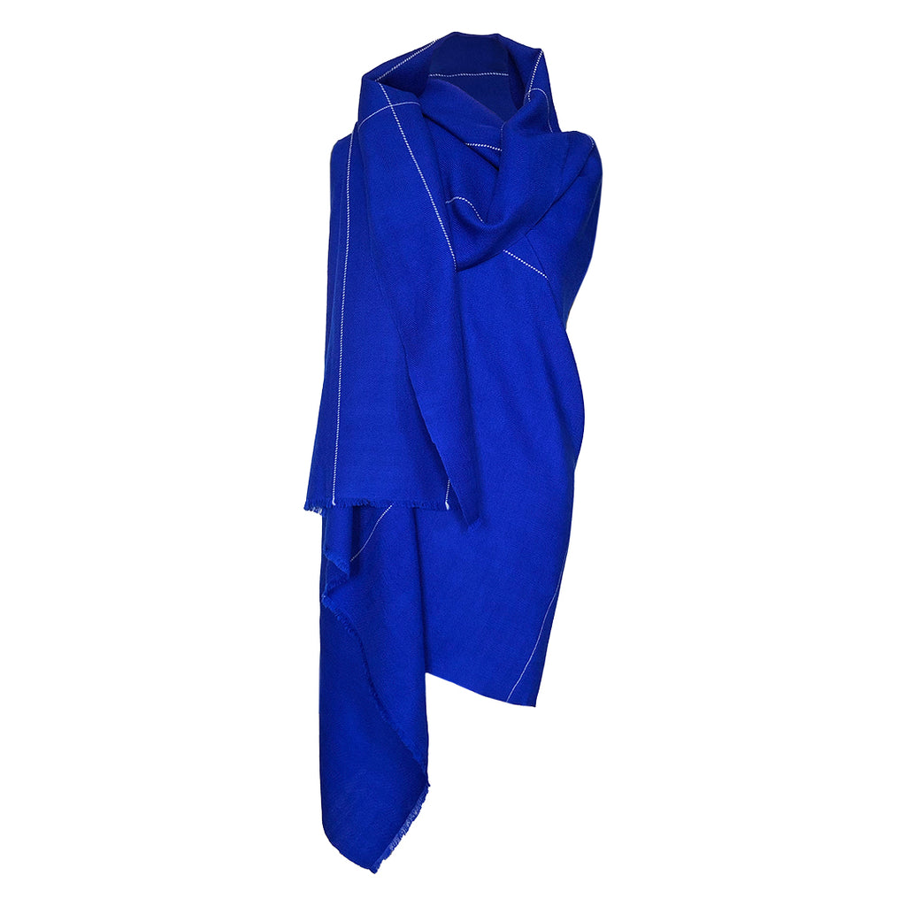Women's Chic Soft Wool Poncho Cape in Bright Blue Cape Dia | JULAHAS
