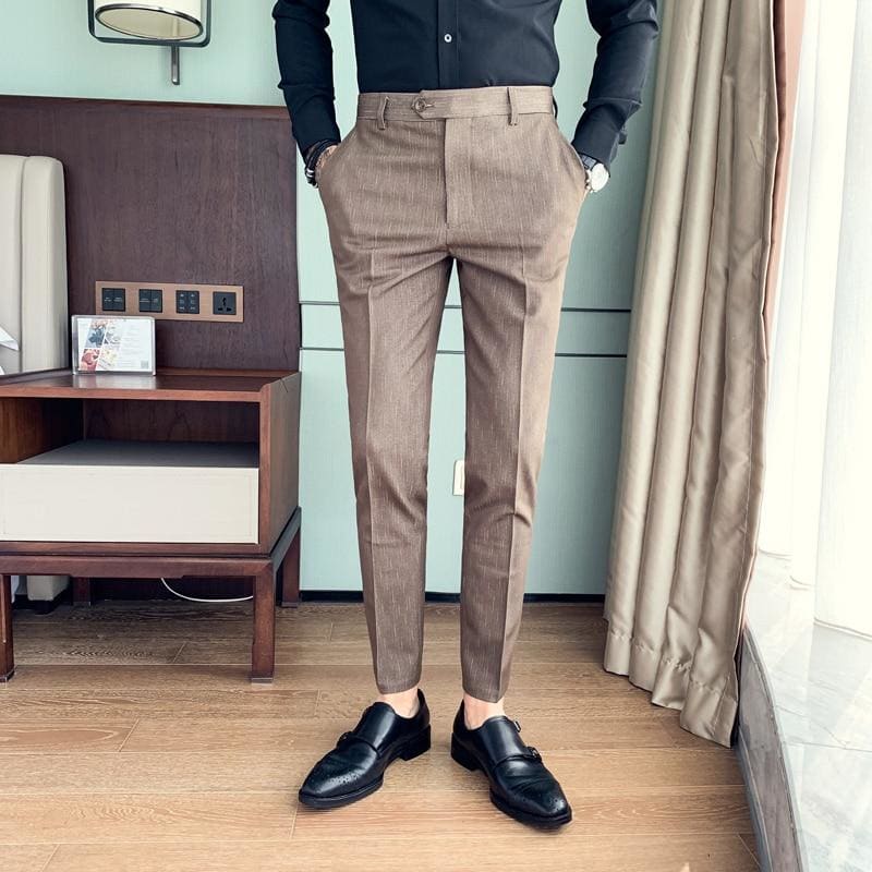 All Match Dark Grain Business Formal Pants For Men Slim Fit Casual Suit  Pants - My Web