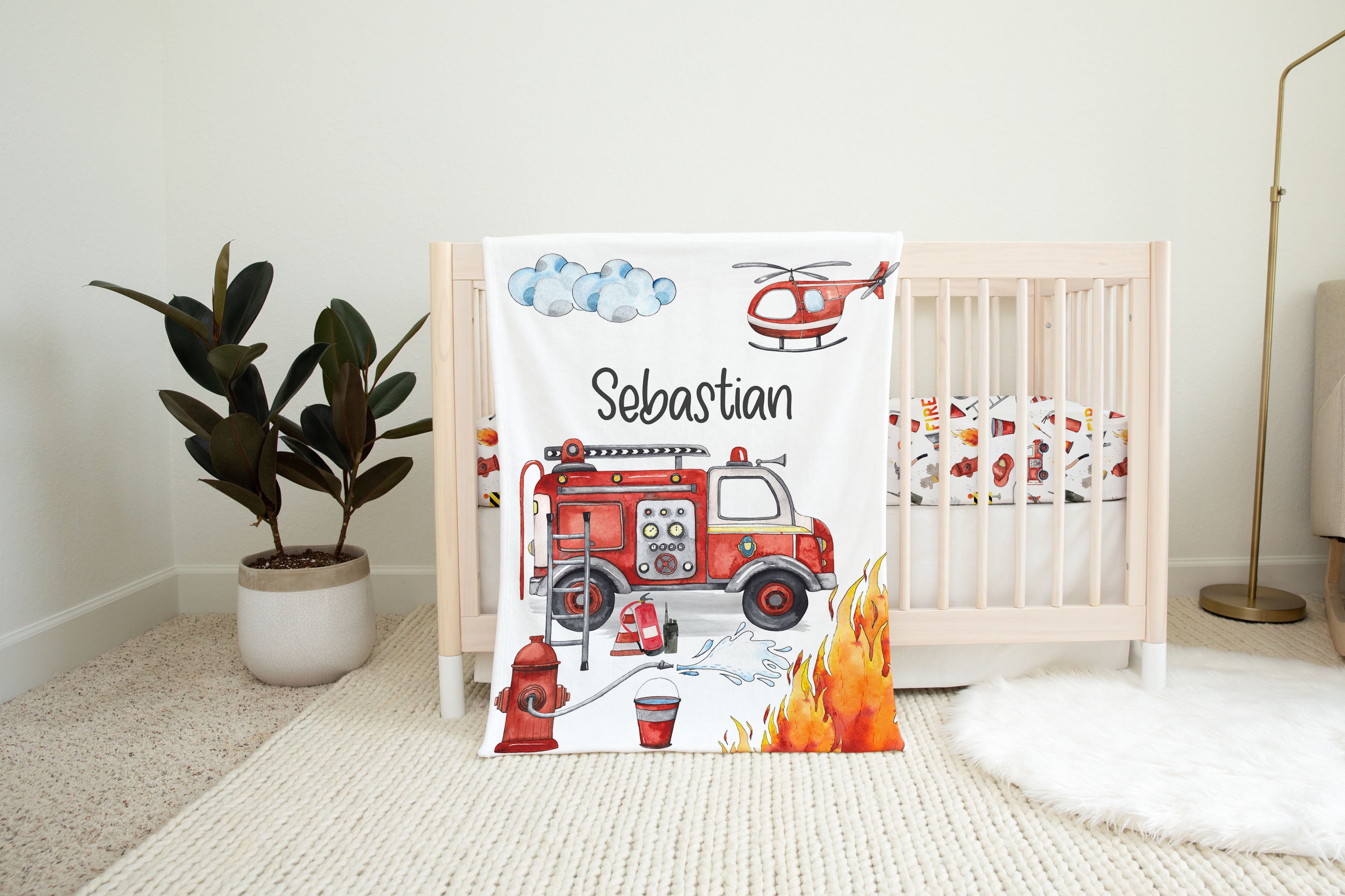 Fireman deals crib bedding