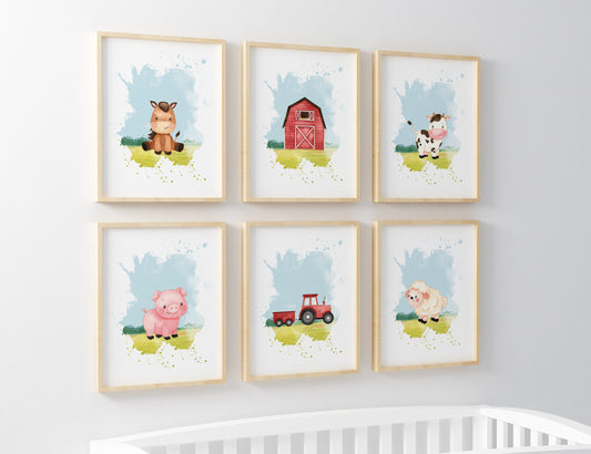 Personalized Farm Nursery Art Set of 4 Prints Farm Explore Play