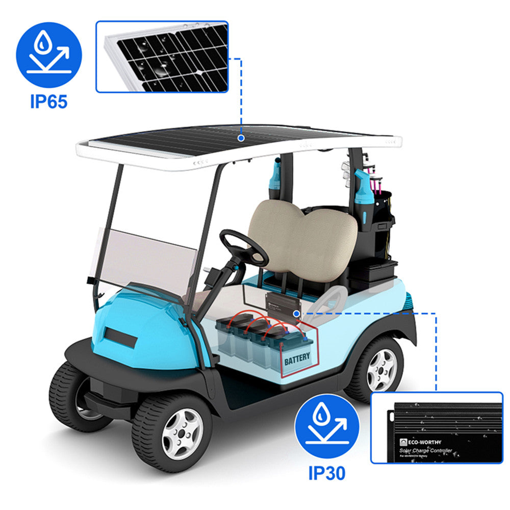 100W 200W 390W Golf Cart Solar Panel Kit with MPPT Boost Charge ...