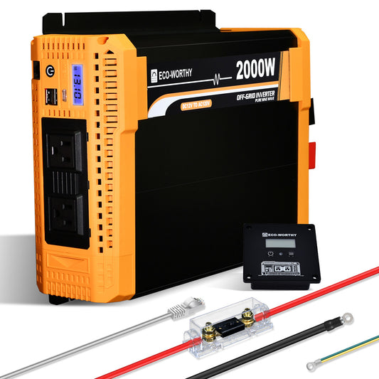 60A MPPT Solar Charge Controller & 2000W 12V Off Grid Pure Sine Wave  Inverter & HuB Monitor Bundle