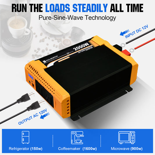 1100W Off Grid Pure Sine Wave Inverter 12V to 110V