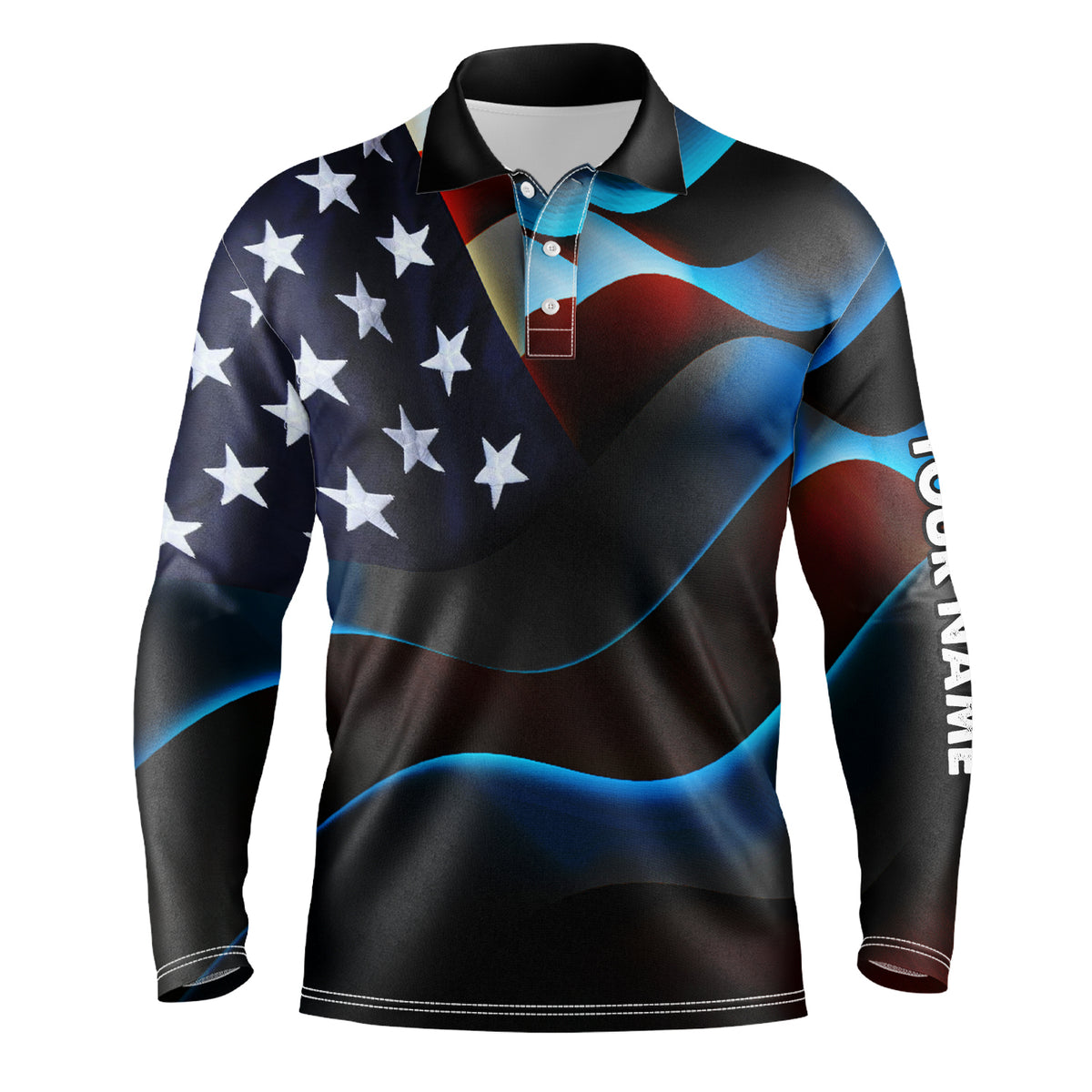 Mens golf polo shirts custom name black American flag patriotic golf s ...