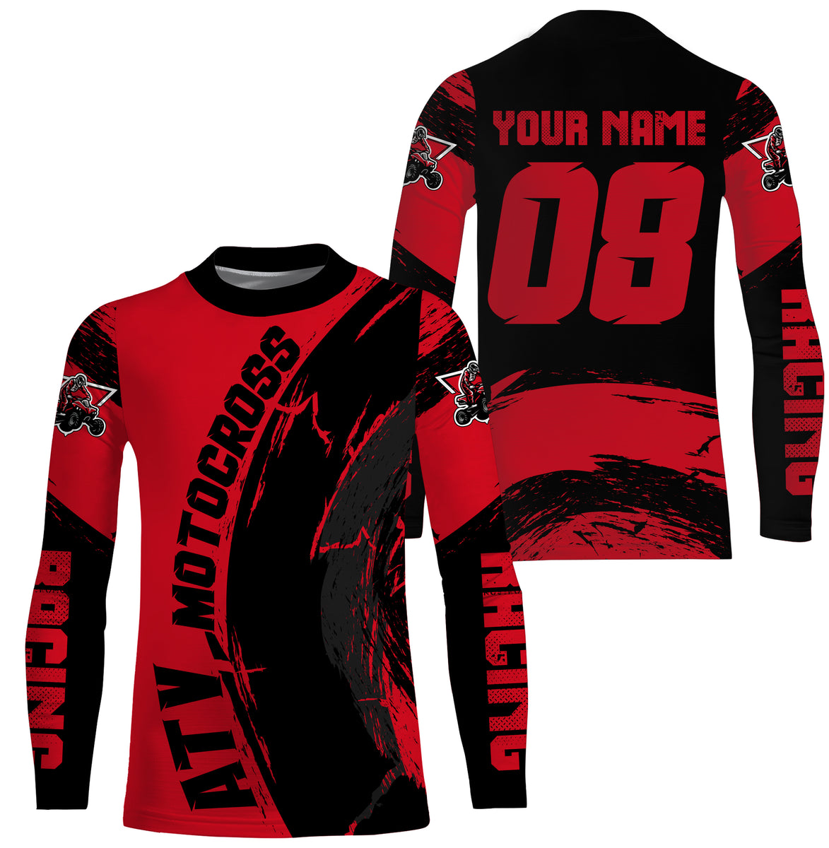 Personalized Red ATV Motocross Jersey Men Kid UPF30+ Quad Bike Off-Roa ...