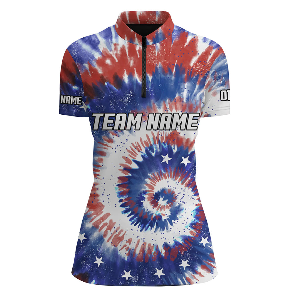 American Flag Tie Dye Bowling Shirts For Women, Custom Bowling Team Je ...