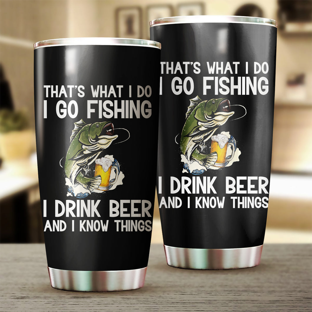 1pc Funny Largemouth Bass n Beer Fishing Stainless Steel Tumbler Cup ...