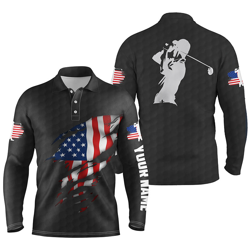 Mens golf polo shirts American flag patriotic golf shirts custom polo ...