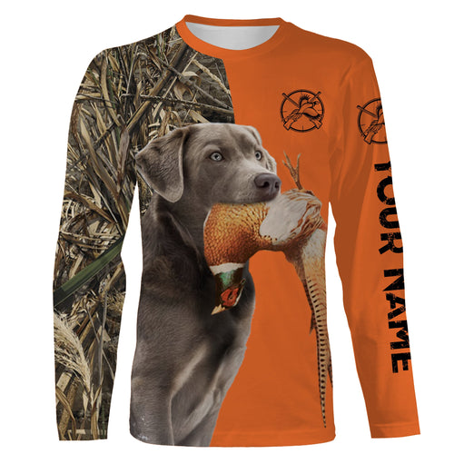 Pheasant hunting Dogs Customize name 3D All over print Shirts - Silver Labrador FSD3535