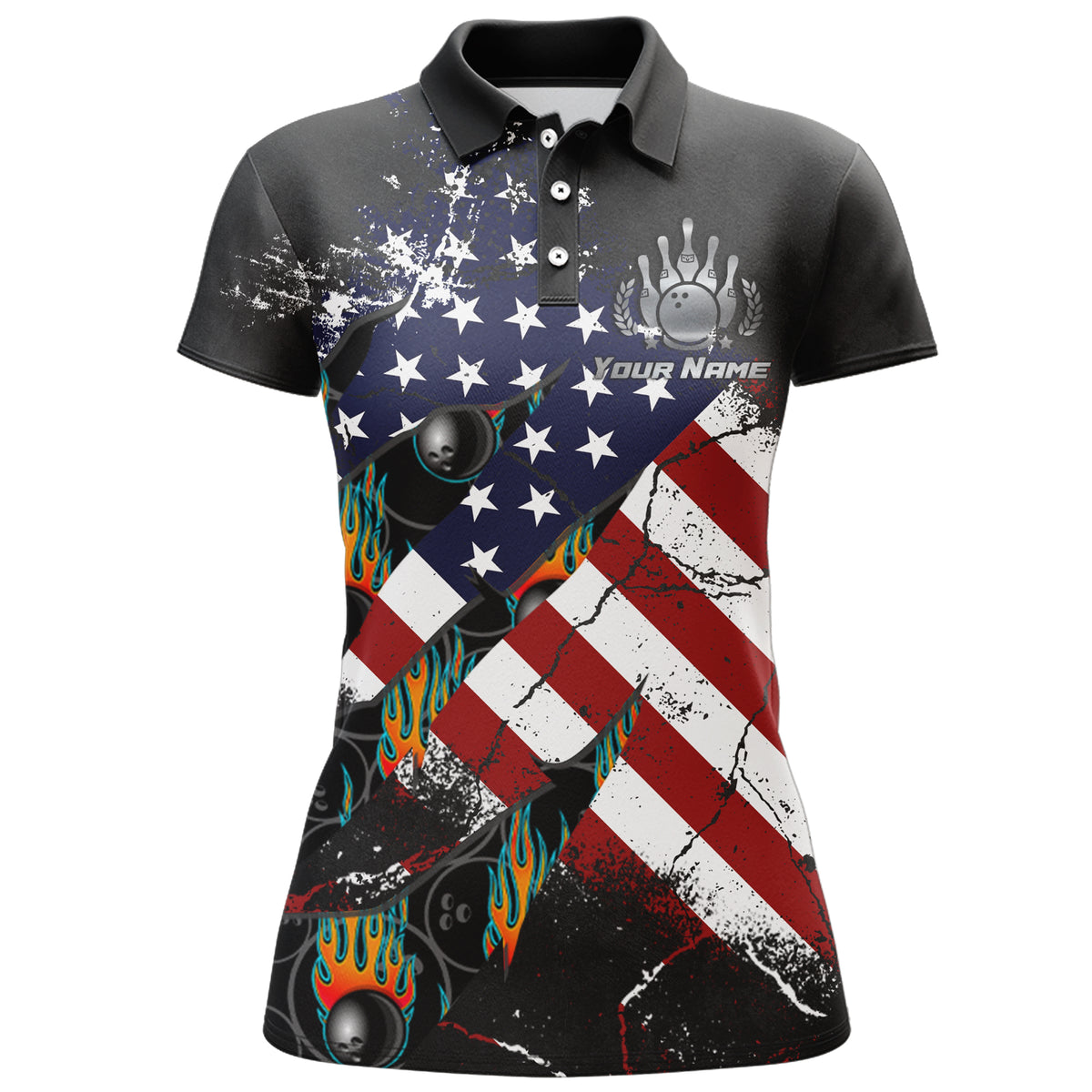 American Flag Bowling Shirt for Women Custom Bowling Jersey Strike Pat ...
