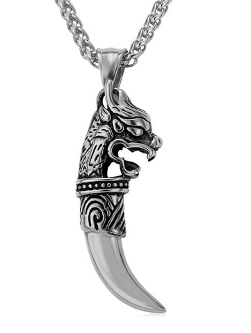 silver wolf tooth necklace - american wolves