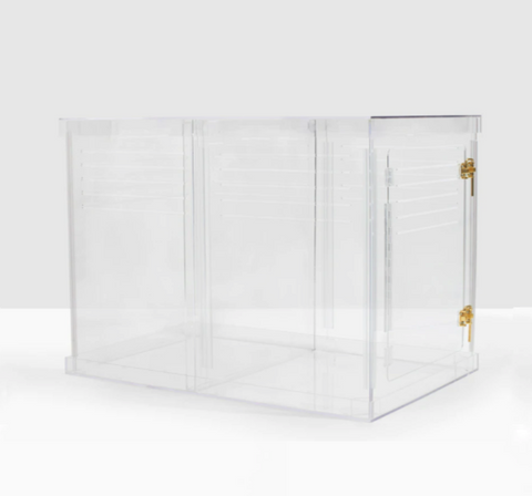 Clear Acrylic Dog Crate is Cute and Stylish from Pet Brand Hiddin.