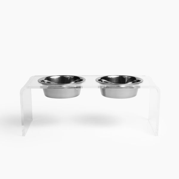 Hiddin Smoke Grey Acrylic Double Bowl Elevated Pet Feeder & Reviews